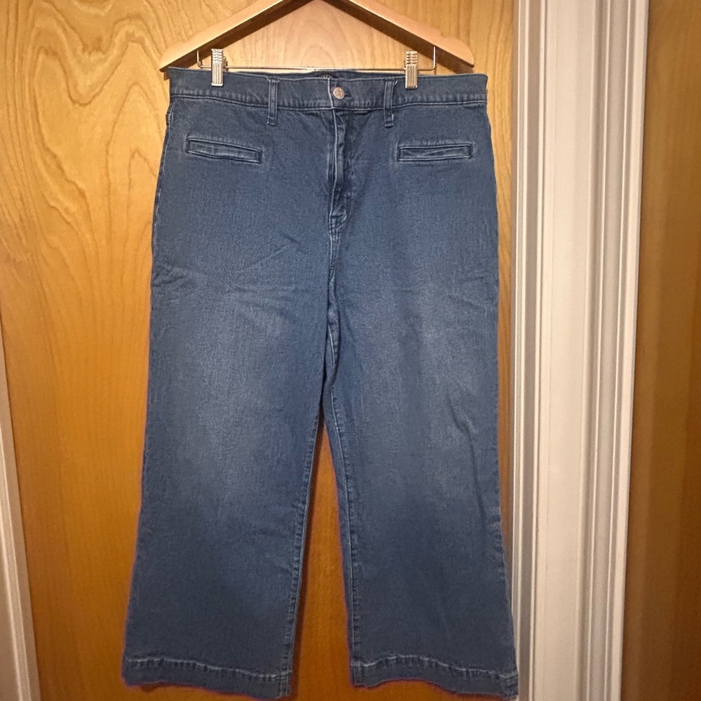 J. Crew Women's Wide-Leg Crop Jeans in Indigo Blue